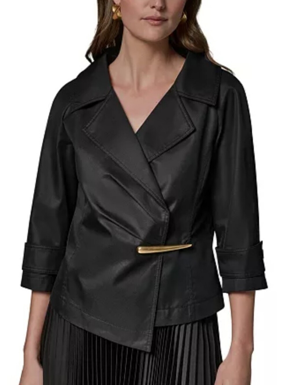 Donna Karen Notch Lapel Bar Hardware Jacket